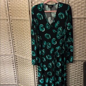 Twiggy London Black and Teal Floral Dress